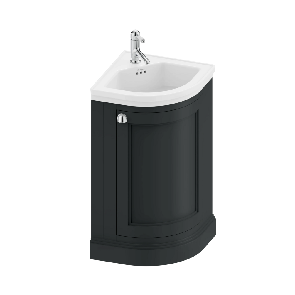 Burlington Matt Black Corner Freestanding Vanity Unit & Ceramic Basin